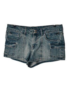 Wild Fable Womens L Denim Cargo Shorts Low-Rise Pockets Acid Wash Y2k Utility